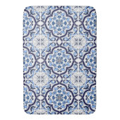 Blauwe Floral Middellandse Zee Siciliaanse Tegel Badmat (Voorkant Verticaal)