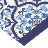 Blauwe  Floral Middellandse Zee Siciliaanse Tegel Korte Tafelloper (Hoek)