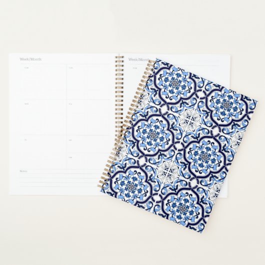 Blauwe  Floral Middellandse Zee Siciliaanse Tegel Planner (Display)