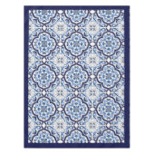 Blauwe  Floral Middellandse Zee Siciliaanse Tegel Tafelkleed (Voorkant)