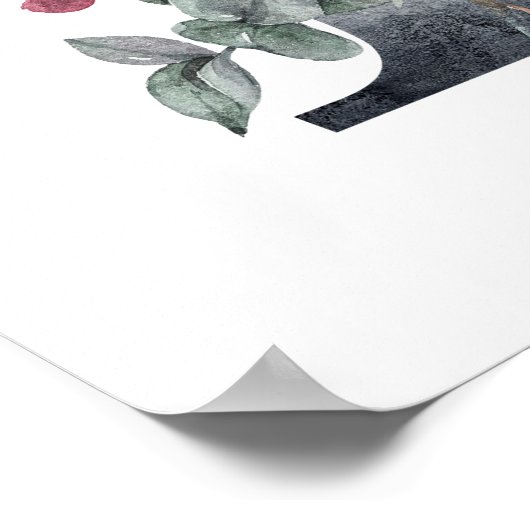 Blauwe Floral Monogram Initiaal B Poster (Hoek)