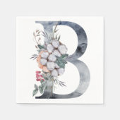 Blauwe Floral Monogram Initiaal B Servet (Voorkant)