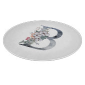 Blauwe Floral Monogram Initiaal B Snijplank (Hoek)