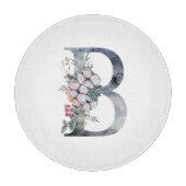 Blauwe Floral Monogram Initiaal B Snijplank (Voorkant)