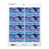 Blauwe Floral Monogram Labels (Full Sheet)