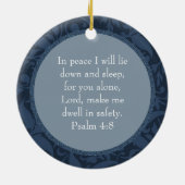 Blauwe Floral omgeven: Memorial: Afbeelding Orname Keramisch Ornament (Achterkant)