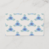 Blauwe Floral op White Moeders Helper Contactkaartje (Achterkant)