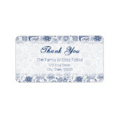 Blauwe  Floral Pattern Familie Dank u wel Etiket (Voorkant)