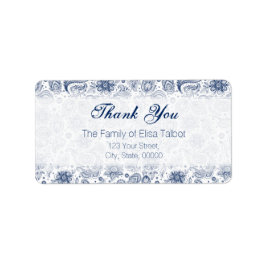Blauwe  Floral Pattern Familie Dank u wel Etiket
