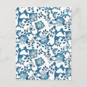  Blauwe Floral Pattern Illustratie Briefkaart (Voorkant)