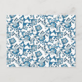 Blauwe Floral Pattern Illustratie Briefkaart (Voorkant)