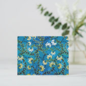  Blauwe Floral Pattern Illustratie Briefkaart (Staand voorkant)
