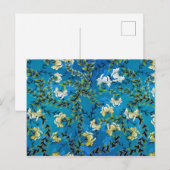  Blauwe Floral Pattern Illustratie Briefkaart (Voorkant / Achterkant)