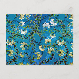 Blauwe Floral Pattern Illustratie Briefkaart