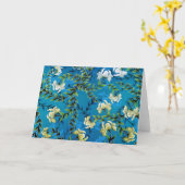 Blauwe Floral Pattern Illustratie Kaart (Gele Bloem)