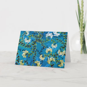 Blauwe Floral Pattern Illustratie Kaart