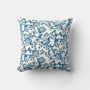  Blauwe Floral Pattern Illustratie Kussen