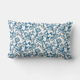  Blauwe Floral Pattern Illustratie Kussen