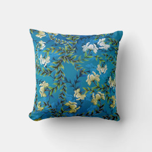  Blauwe Floral Pattern Illustratie Kussen