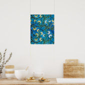  Blauwe Floral Pattern Illustratie Poster (Keuken)