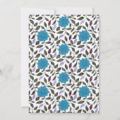 Blauwe  Floral Pattern Wedding Kaart (Achterkant)