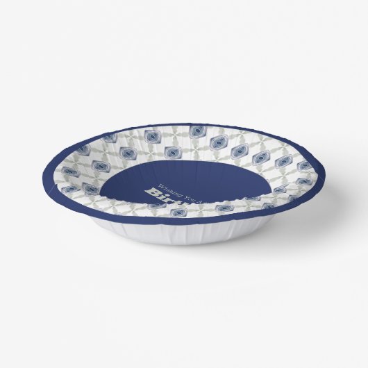 Blauwe Floral Patterned Paper Bowl Papieren Kommen (Gebogen)