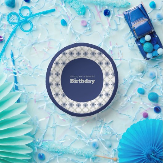 Blauwe Floral Patterned Paper Bowl Papieren Kommen (Feest)