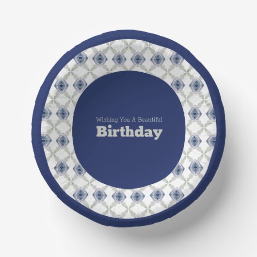 Blauwe Floral Patterned Paper Bowl Papieren Kommen (Voorkant)