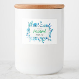 Blauwe Floral Persed appels Voedselcontainer Etiket