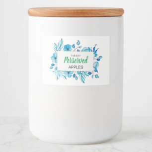 Blauwe Floral Persed appels Voedselcontainer Etiket