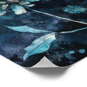 Blauwe Floral Poster (Hoek)