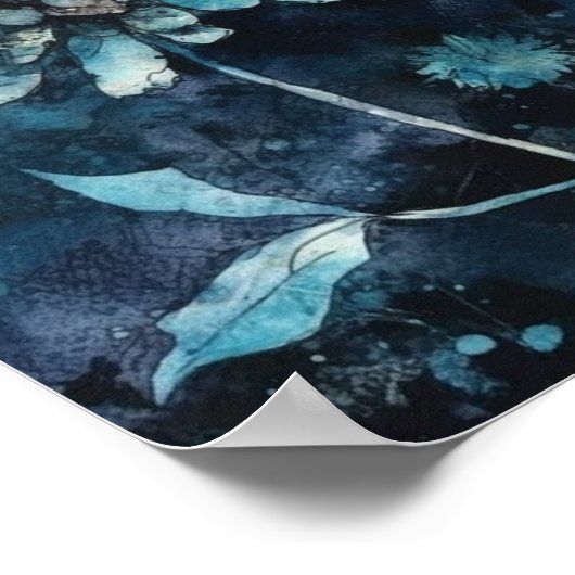 Blauwe Floral Poster (Hoek)