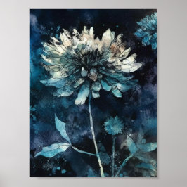Blauwe Floral Poster
