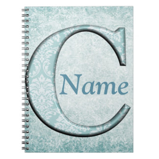Blauwe Floral Print C monogram initialen Giften Notitieboek