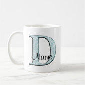 Blauwe Floral Print D monogram initiaal Koffie Mok (Links)
