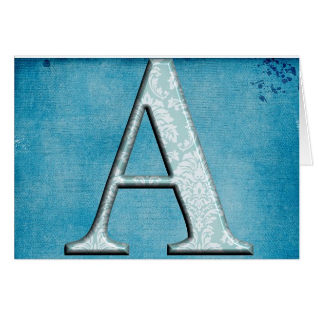 Blauwe Floral print een monogram initialen cadeaus (Voorkant Horizontaal)