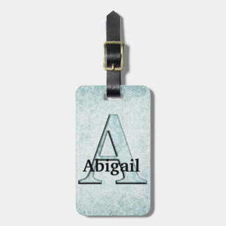 Blauwe Floral print een monogram initialen cadeaus Bagagelabel