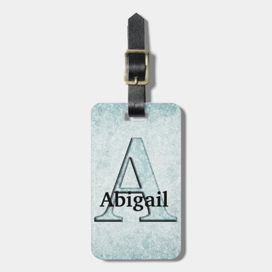 Blauwe Floral print een monogram initialen cadeaus Bagagelabel (Voorkant verticaal)