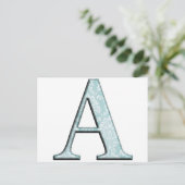 Blauwe Floral print een monogram initialen cadeaus Briefkaart (Staand voorkant)