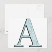 Blauwe Floral print een monogram initialen cadeaus Briefkaart (Voorkant / Achterkant)