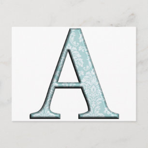 Blauwe Floral print een monogram initialen cadeaus Briefkaart