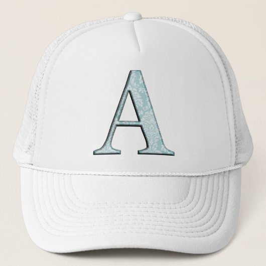 Blauwe Floral print een monogram initialen cadeaus Trucker Pet (Voorkant)