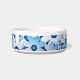 Blauwe Floral Print Pet Voerbakje