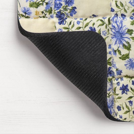 Blauwe Floral Quilt Muismat (Hoek)