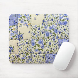 Blauwe Floral Quilt Muismat
