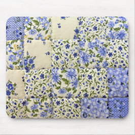 Blauwe Floral Quilt Muismat