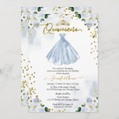 Blauwe Floral Quinceanera Kaart (Voorkant / Achterkant)