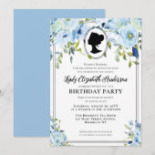  Blauwe Floral Regency Society Birthday Kaart (Voorkant / Achterkant)