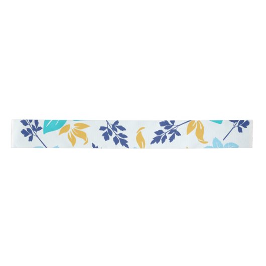 Blauwe Floral Ribbon Satijnen Lint (Voorkant)