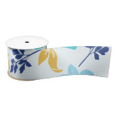 Blauwe Floral Ribbon Satijnen Lint (Spoel)